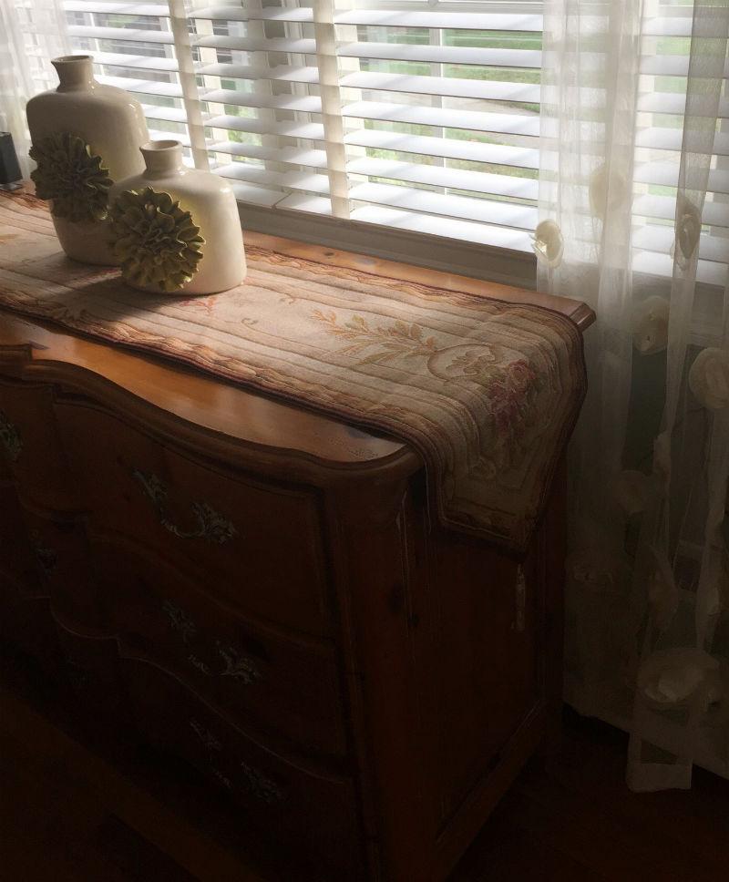 Chaumont table runner on a chest of drawers Chaumont table runner on a chest of drawers