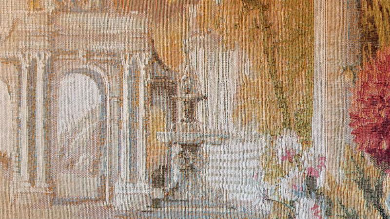 Close-up of the Port of Tuscany tapestry Close-up of the Port of Tuscany tapestry