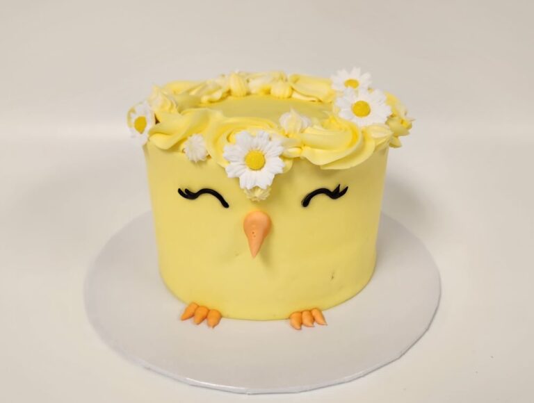 chick frosted tiered cake