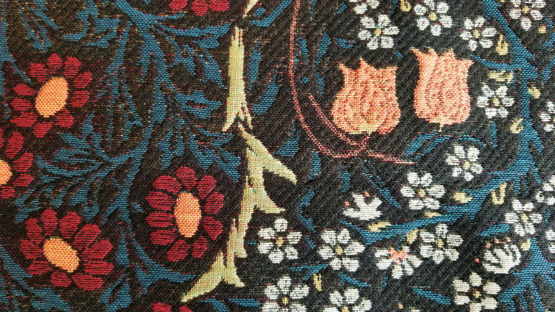 Detail of the Blackthorn throw by William Morris