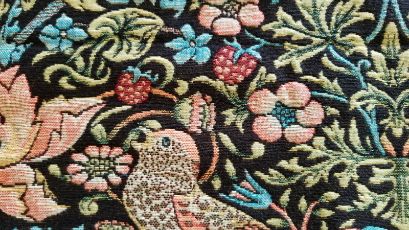 Detail of William Morris Strawberry Thief throw