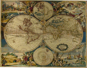 Willem Blaeus Planisfero map - interesting tapestry wall decor