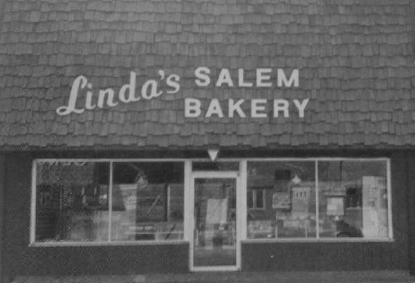 Old Black and white image of Linda's Bakery in West Salem WI