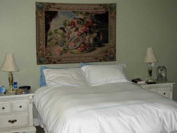 The Mandolin tapestry hanging in a bedroom