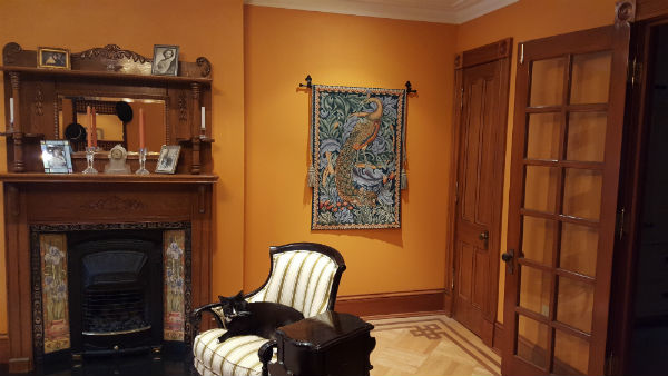 William Morris Peacock tapestry hanging